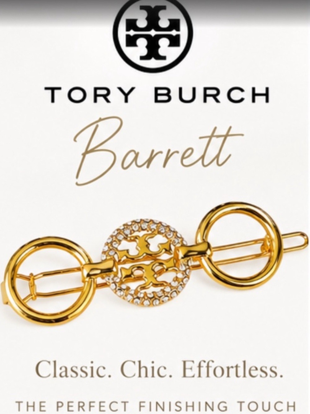Tory Burch Gold-Tone Crystal Logo - Picture 2 of 12
